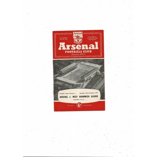 1955/56 Arsenal v West Bromwich Albion Football Programme