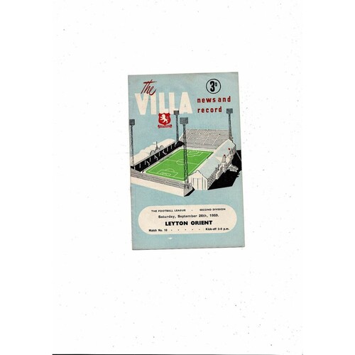 1959/60 Aston Villa v Leyton Orient Football Programme