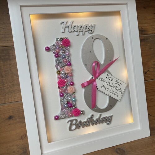 LED Happy 18 th birthday frame