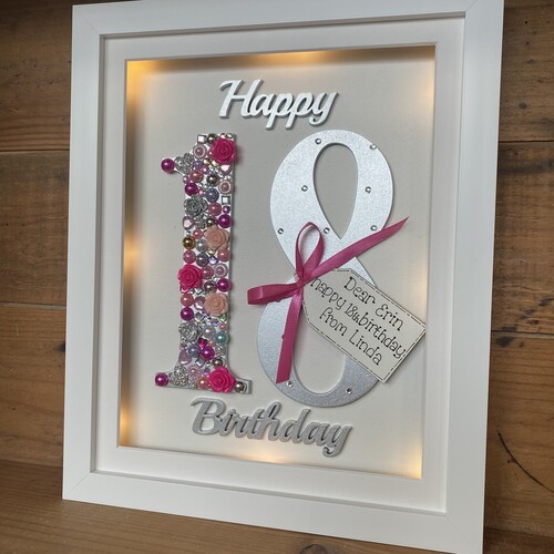 LED Happy 18 th birthday frame