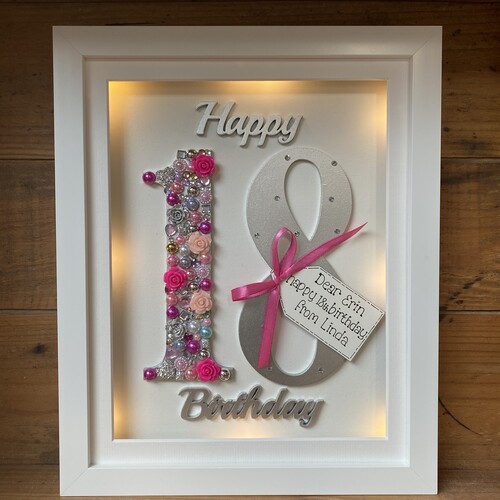 LED Happy 18 th birthday frame