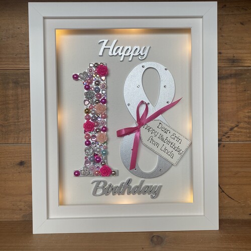 LED Happy 18 th birthday frame