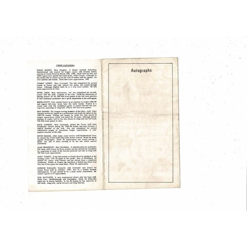 Crewe Past v Present Johnny King Testimonial Football Programme 1967/68