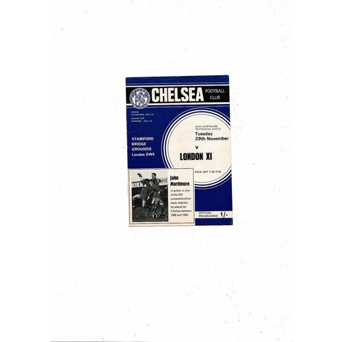 Chelsea v London X1 John Mortimore Testimonial Football Programme 1966/67