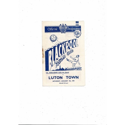 1953/54 Blackpool v Luton FA Cup Football Programme
