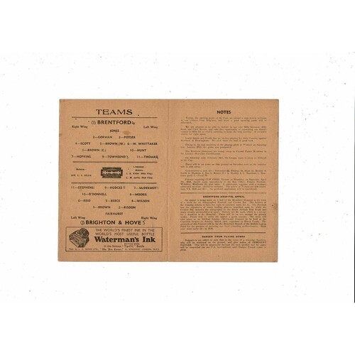 1944/45 Brentford v Brighton League Cup South Football Programme