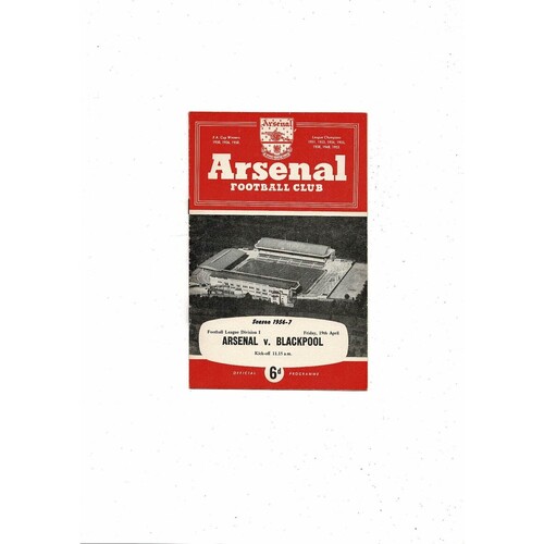 1956/57 Arsenal v Blackpool Football Programme