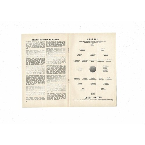 1956/57 Arsenal v Leeds United Football Programme