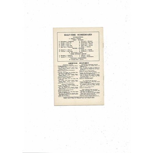 1956/57 Arsenal v Leeds United Football Programme