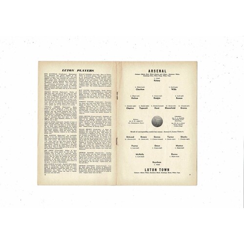 1956/57 Arsenal v Luton Town Football Programme