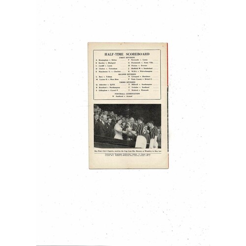 1956/57 Arsenal v Manchester City Football Programme