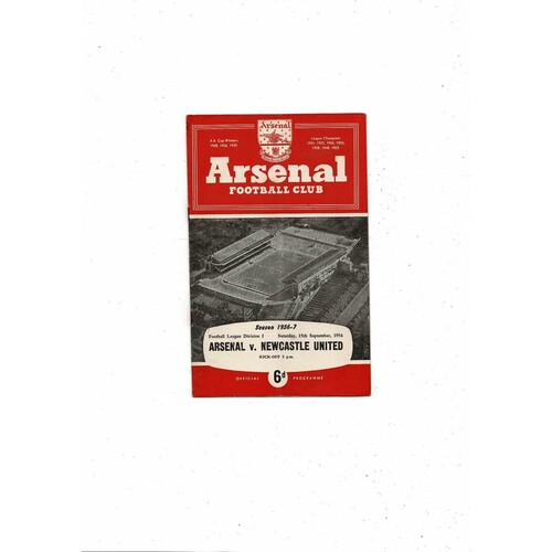 1956/57 Arsenal v Newcastle United Football Programme