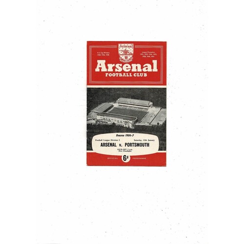 1956/57 Arsenal v Portsmouth Football Programme