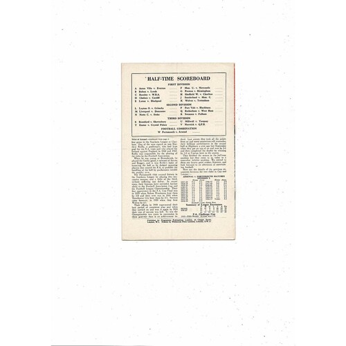 1956/57 Arsenal v Portsmouth Football Programme