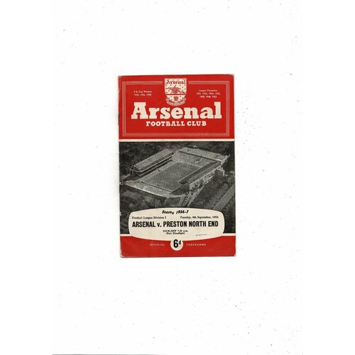 1956/57 Arsenal v Preston Football Programme