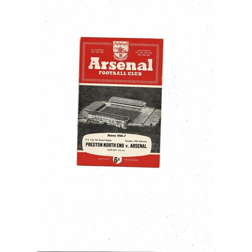 1956/57 Arsenal v Preston FA Cup Replay Football Programme