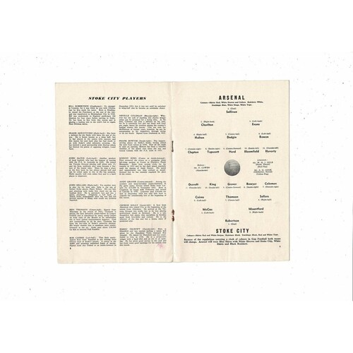 1956/57 Arsenal v Stoke City FA Cup Football Programme