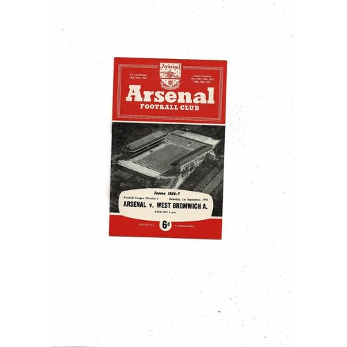 1956/57 Arsenal v West Bromwich Albion Football Programme
