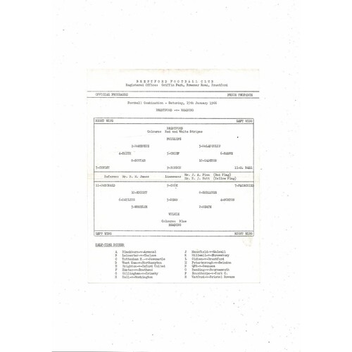 Brentford v Coventry Football Combination Programme 1962/63