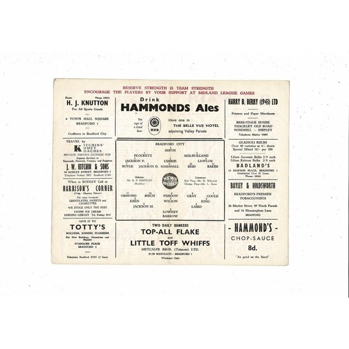 1957/58 Bradford City v Barrow Football Programme