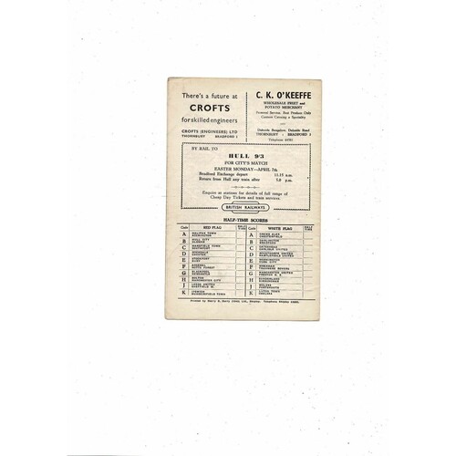 1957/58 Bradford City v Barrow Football Programme