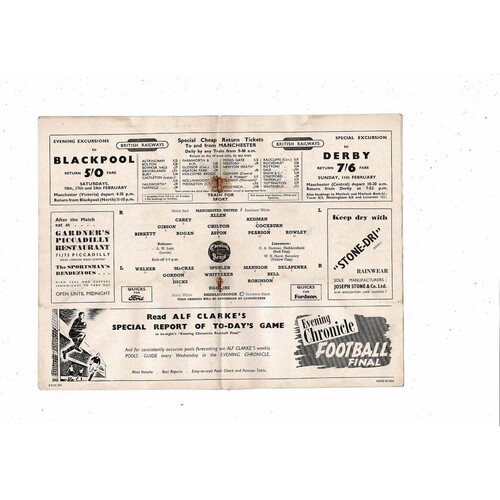1950/51 Manchester United v Middlesbrough Football Programme