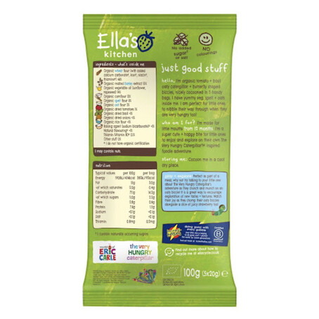 Ella's Kitchen Tomato & Nice Green Leaf Oaty Biccies 12+ Months 5x20g