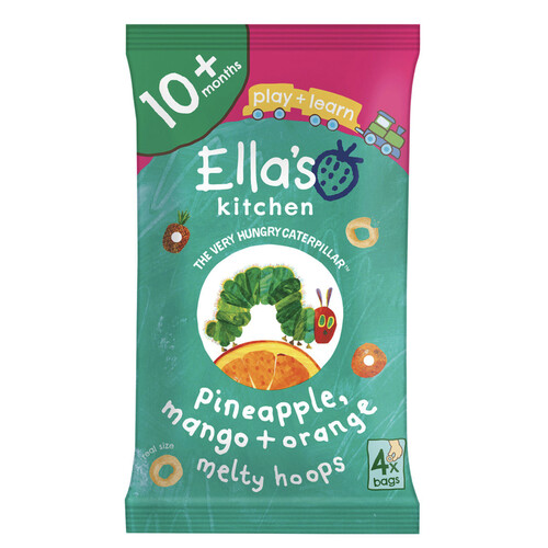 Ella's Kitchen Pineapple, Mango & Orange Melty Hoops 10+ Months 4x9g