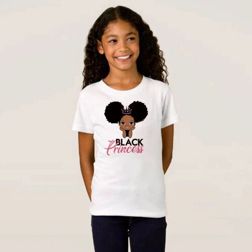 Girls Black Princess T-shirt