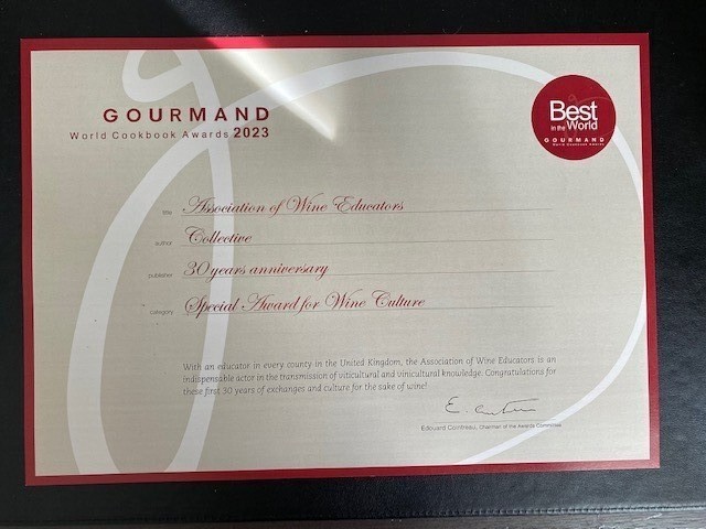 Association of Wine Educators awarded a Special  Gourmand Award in Umeå