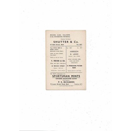 Bath City v Brighton FA Cup Football Programme 1959/60