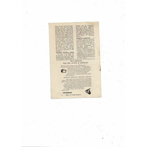 1949/50 Charlton Athletic v Wolves Football Programme