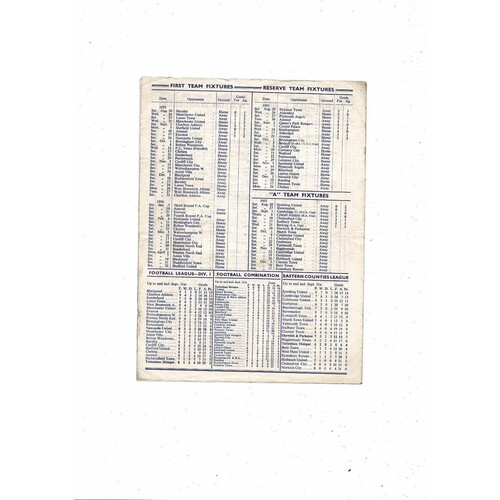 1955/56 Tottenham Hotspur v Newcastle United Football Programme