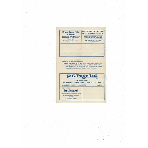 1959/60 Colchester United v Barnsley Football Programme