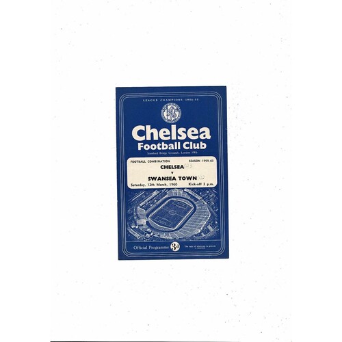Chelsea v Swansea Football Combination Programme 1959/60