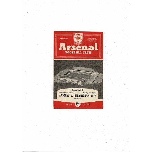 1957/58 Arsenal v Birmingham City Football Programme