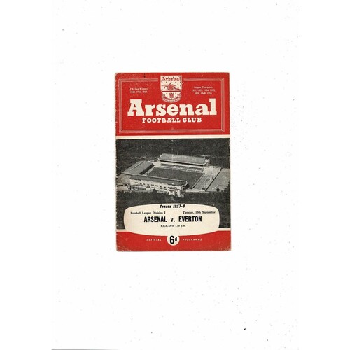 1957/58 Arsenal v Everton Football Programme