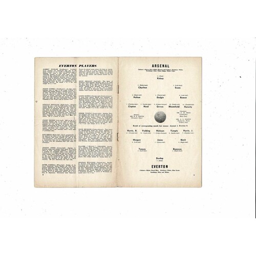 1957/58 Arsenal v Everton Football Programme