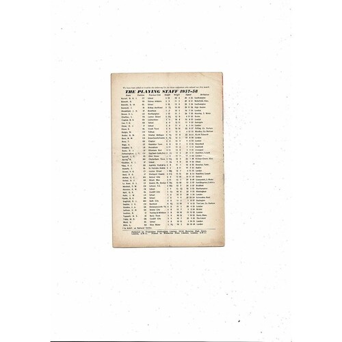 1957/58 Arsenal v Everton Football Programme