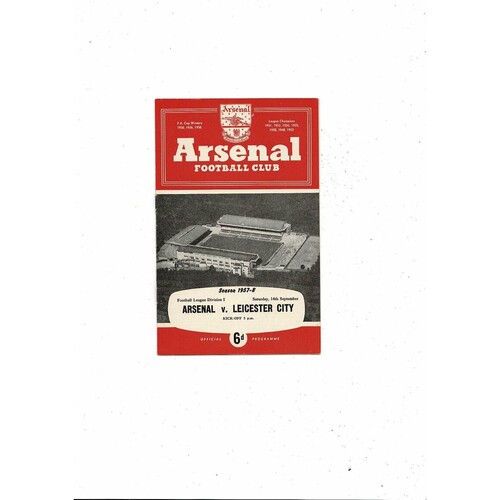 1957/58 Arsenal v Leicester City Football Programme