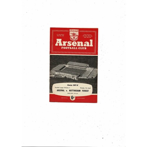 1957/58 Arsenal v Nottingham Forest Football Programme