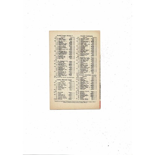 1957/58 Arsenal v Nottingham Forest Football Programme