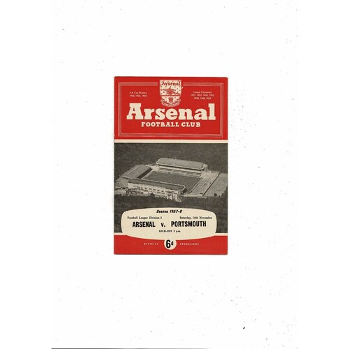 1957/58 Arsenal v Portsmouth Football Programme