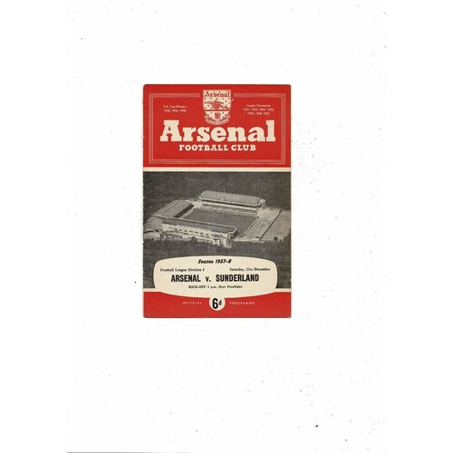 1957/58 Arsenal v Sunderland Football Programme