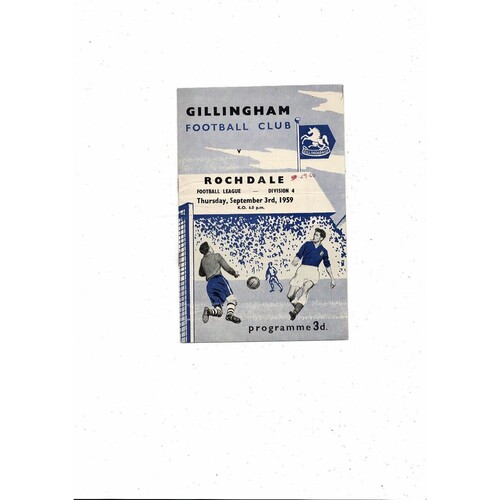 1959/60 Gillingham v Rochdale Football Programme