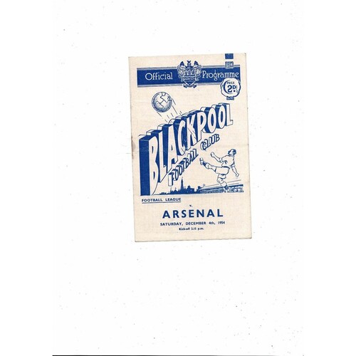 1954/55 Blackpool v Arsenal Football Programme