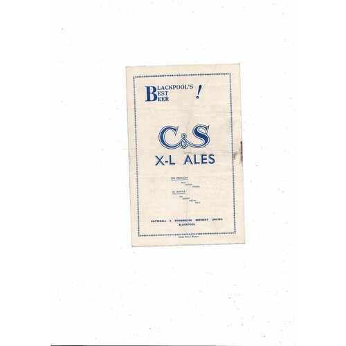 1954/55 Blackpool v Arsenal Football Programme