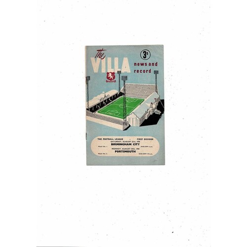 1958/59 Aston Villa v Birmingham City v Portsmouth double Football Programme