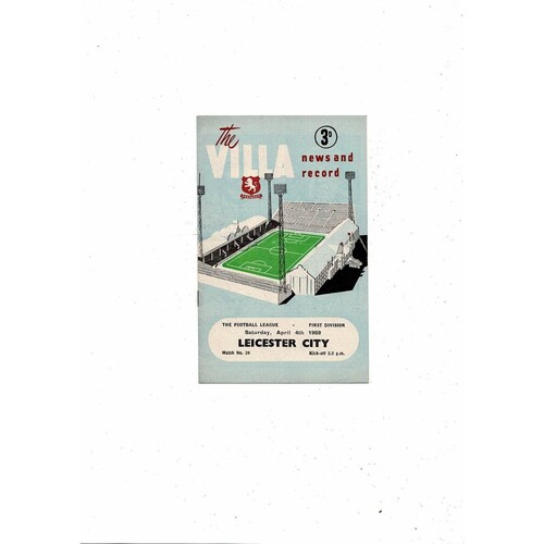 1958/59 Aston Villa v Leicester City Football Programme