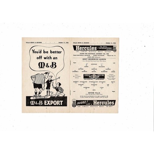 1958/59 Aston Villa v West Bromwich Albion